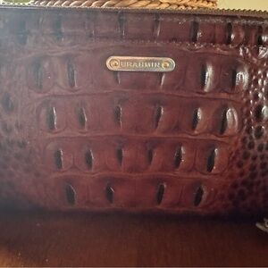 Brahmin Chestnut Croc-Embossed Leather Wristlet